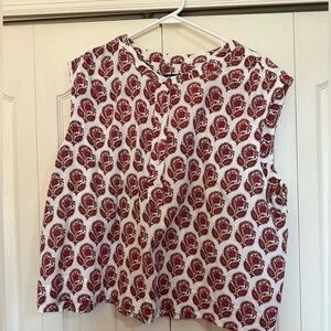 J. Crew Burgundy and White Floral Blouse